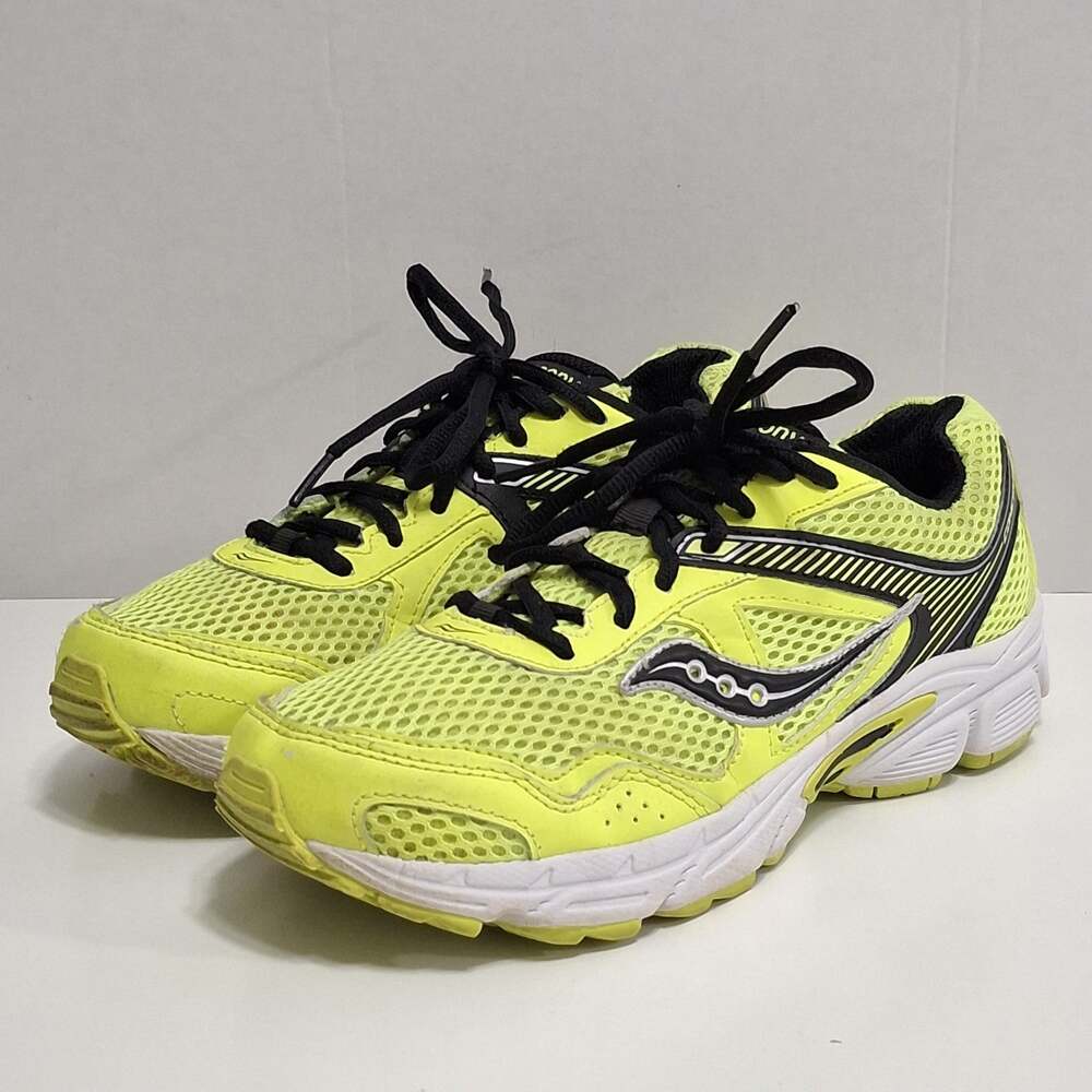 Saucony Cohesion 10 Neon Yellow Mesh Kids Running Shoe Youth Boy Size 6